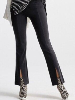 CAbi Flegging Split Hem Ponte Pants, black, size medium
